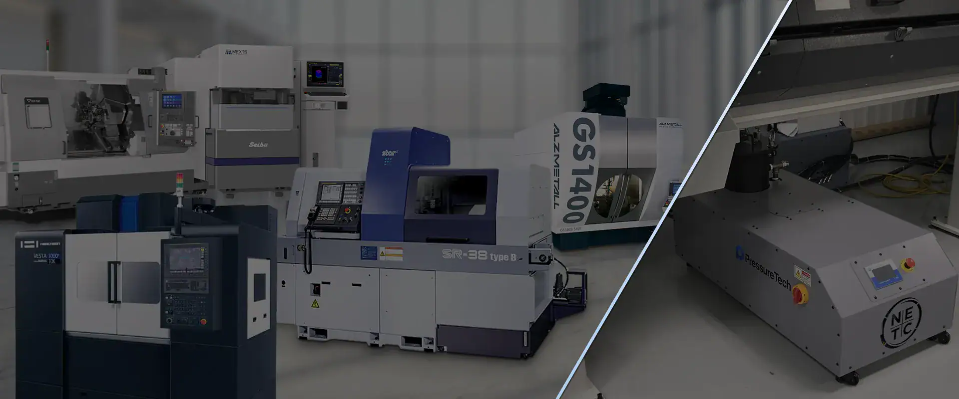 hero image for New englang tool corporation, contains High pressure pump, Star SR-38, Hwacheon Vista, CMZ, Alzmetall GS 1400 and Seibu MEX15